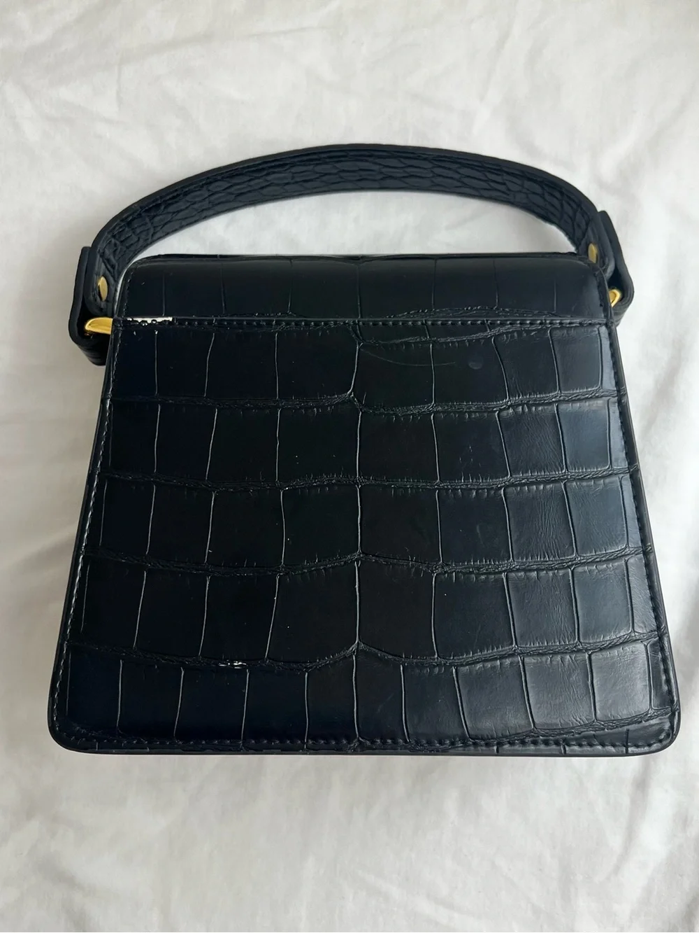 JW PEI Black Croc Top-Handle Satchel